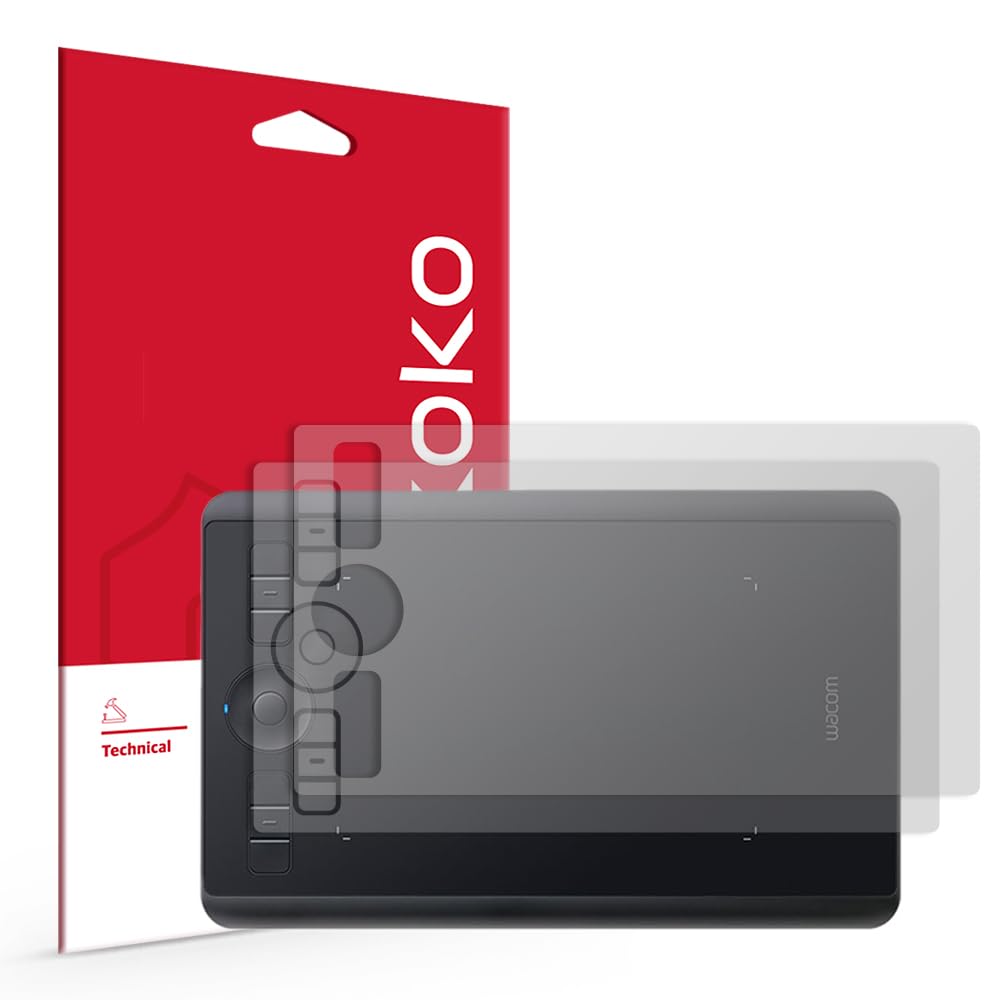 Skoko Screen Protector (2pcs) & Button (1set) Protector compatible with Wacom Intuos Small PTH 460 Anti Glare & Soft Paper feel Film
