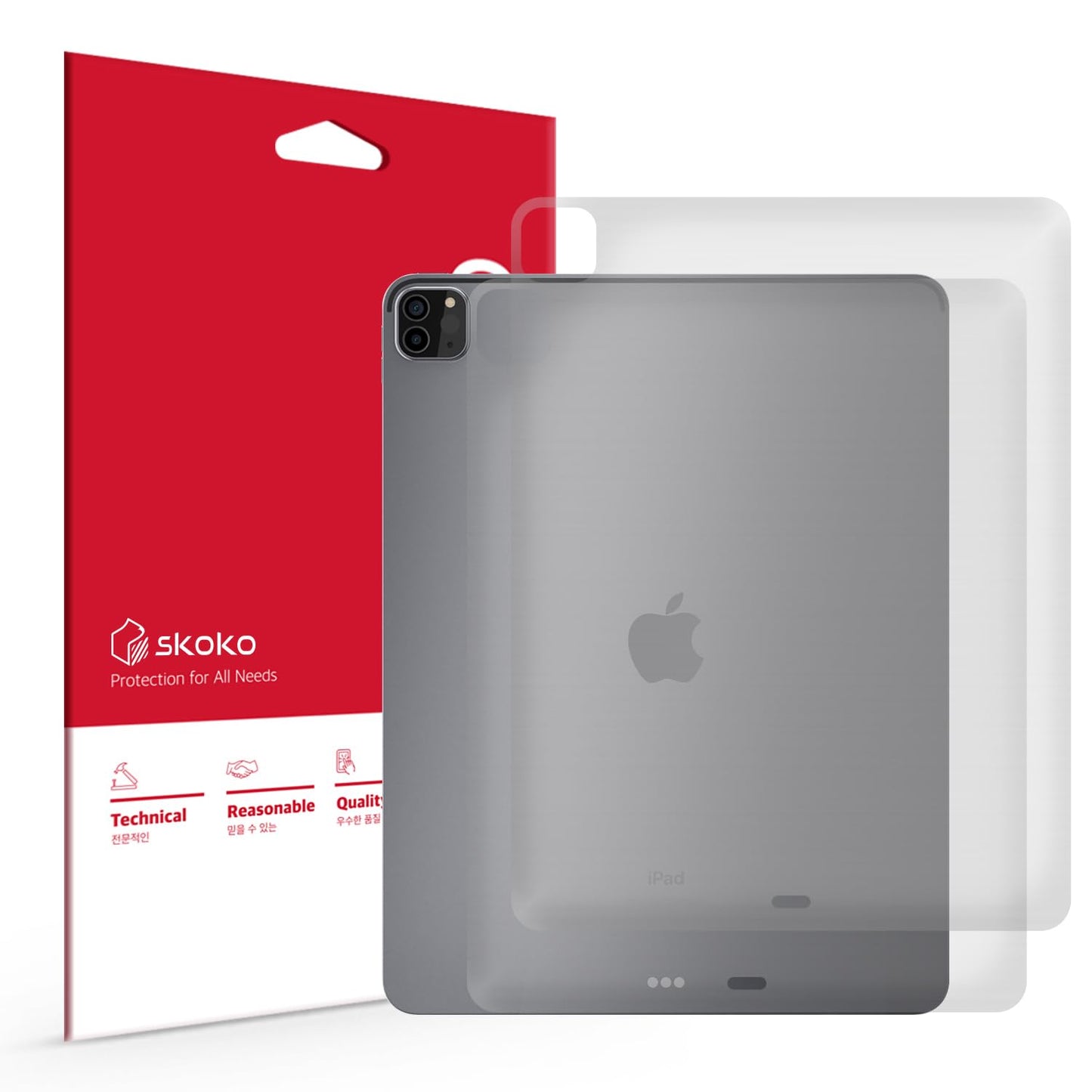 skoko 2pack Back Body Protective Film Skin compatible with iPad Pro 12.9 4/5/6 Generation , Transparant Matte Cover , Seems likes to Screen protector , Very thin compatible with all case