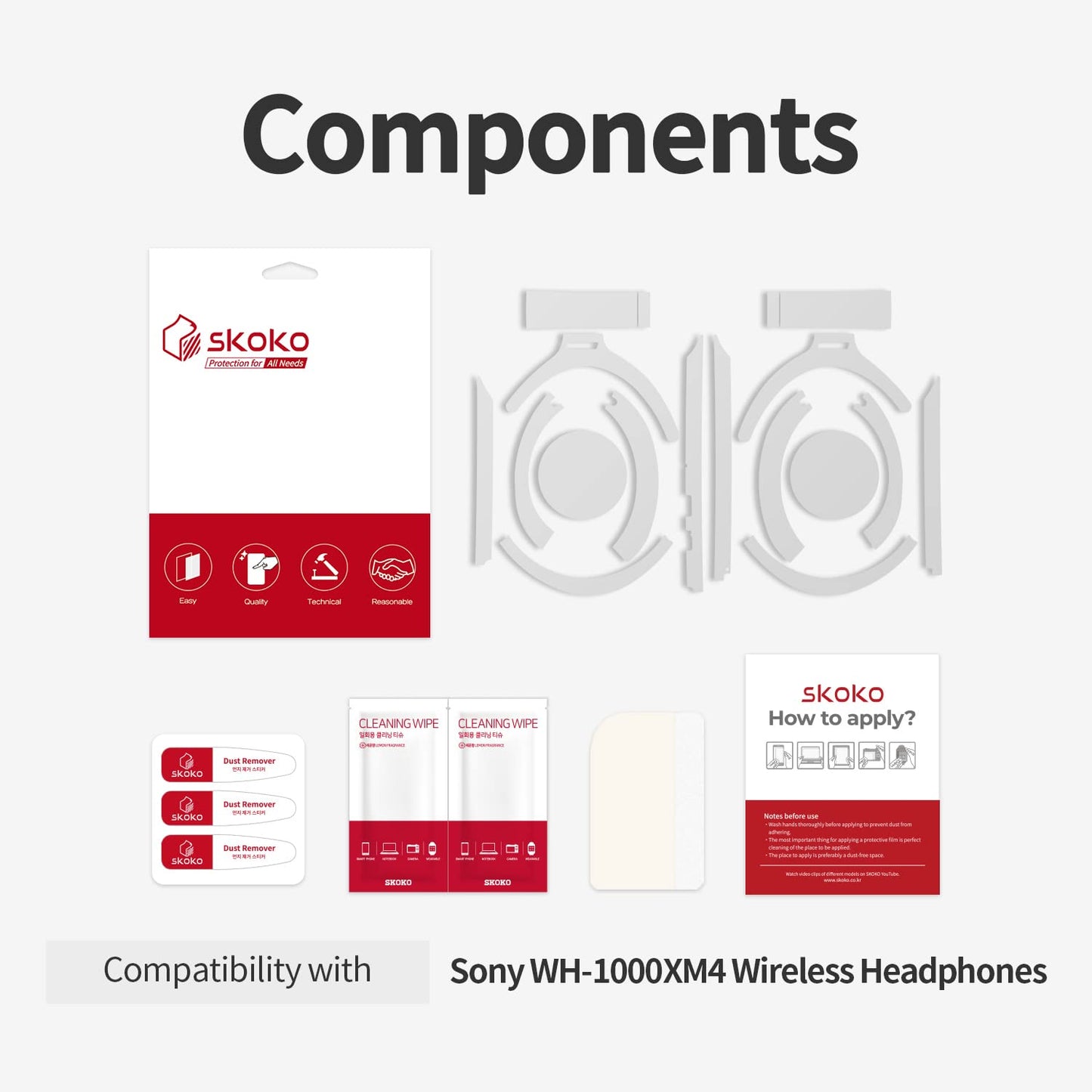 (Full Set) SKOKO WH-1000XM4 SONY Headphone Full Body Protector Film Skin Anti Fingerprint , Anti Scratch, Bubble Free
