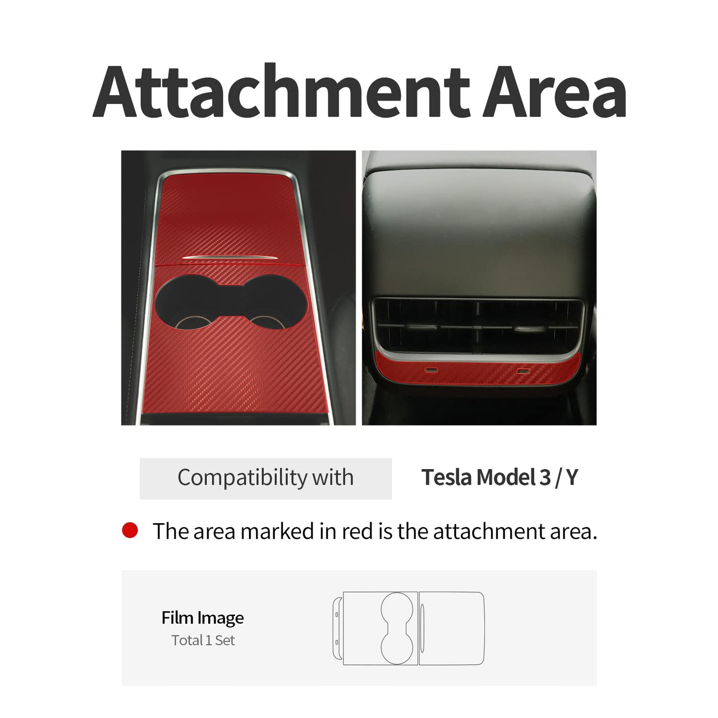 Tesla Model Y Model 3 Center Console Wrap Cover Matte Black Carbon, New Center Console, Stickers, Cover