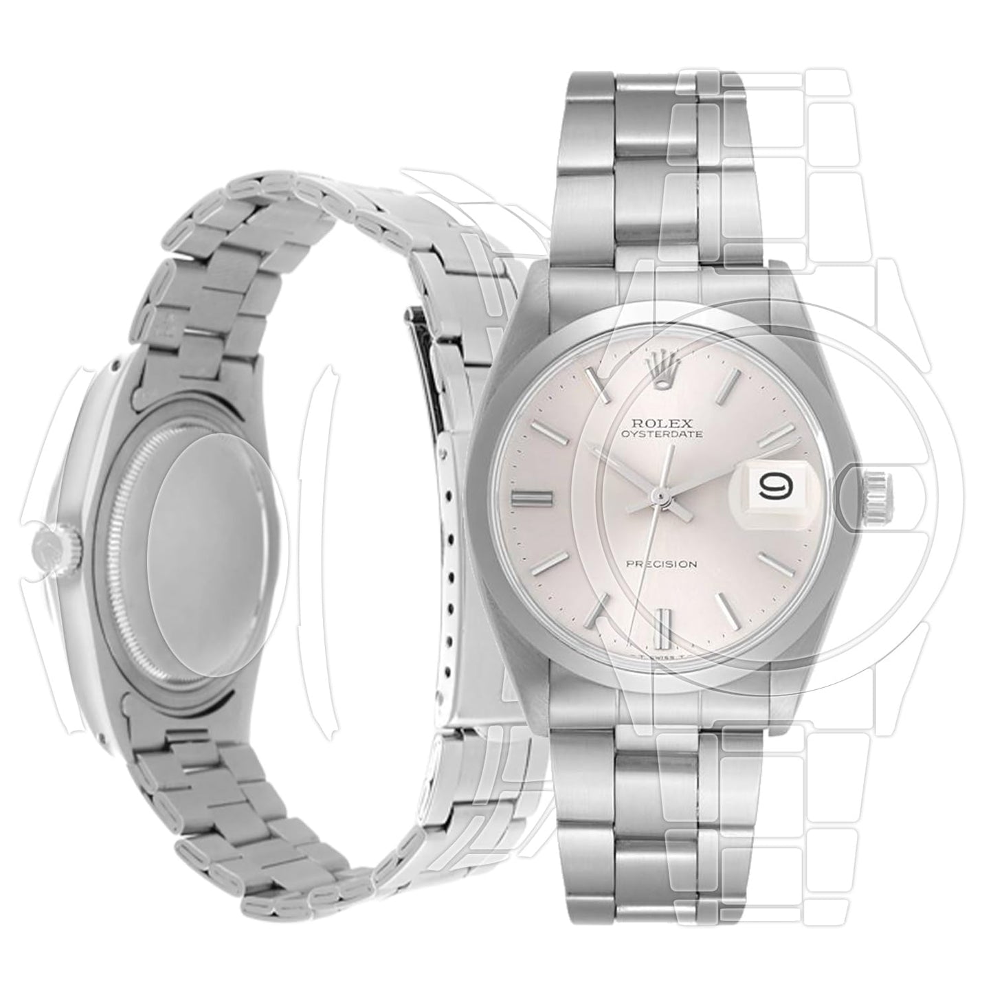 skoko [Full Package TPU Skin Body Protective Film Compatible with Rolex Oyster Date Ref. 6694, Vintage Wristwatch, Glossy Clear Skin, Full Coverage, Anti Scartch, Easy installation