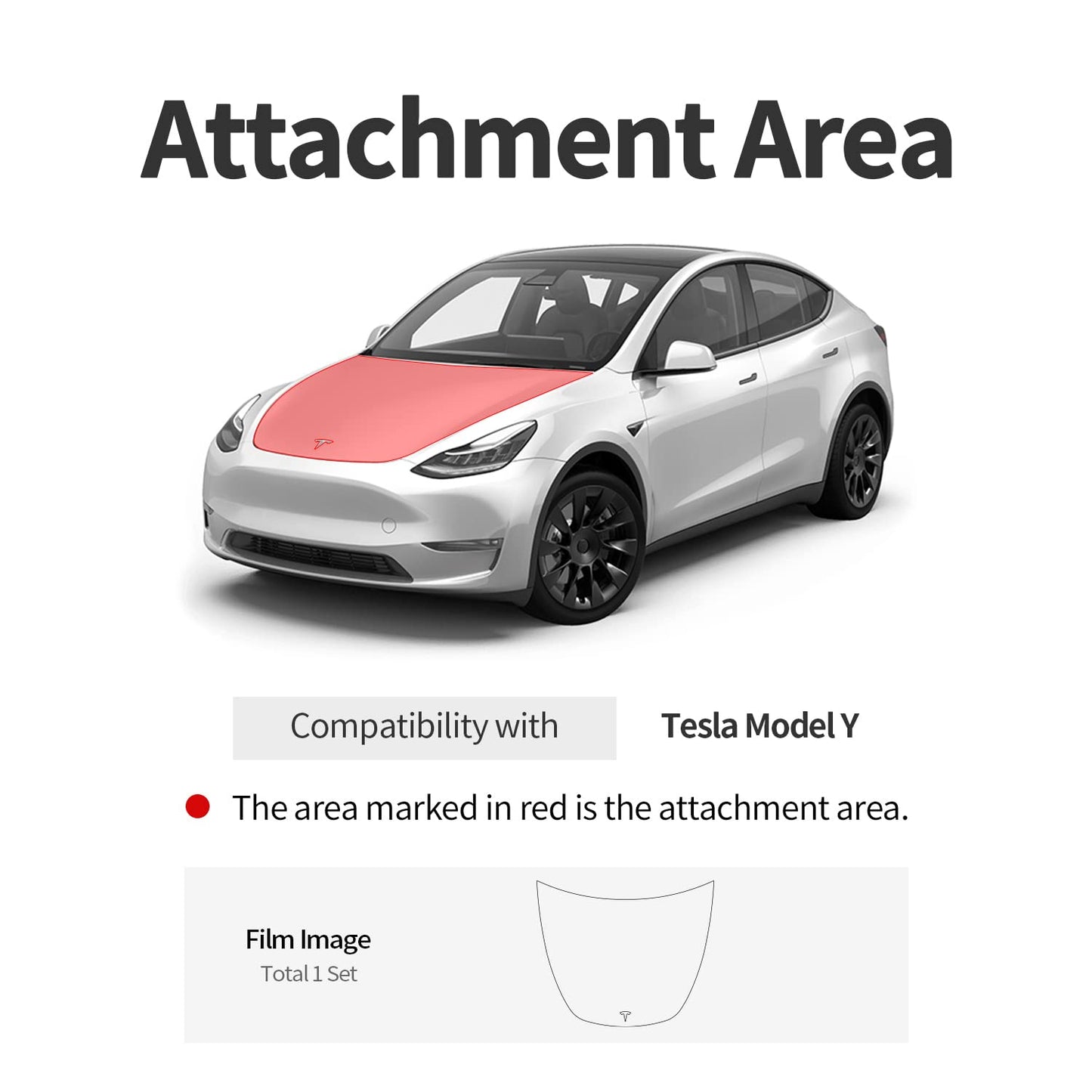 (1Set) Bonnet / Hood PPF for Tesla Model Y , Stone & Rock , Mud Guard , Wrap , Car Hood