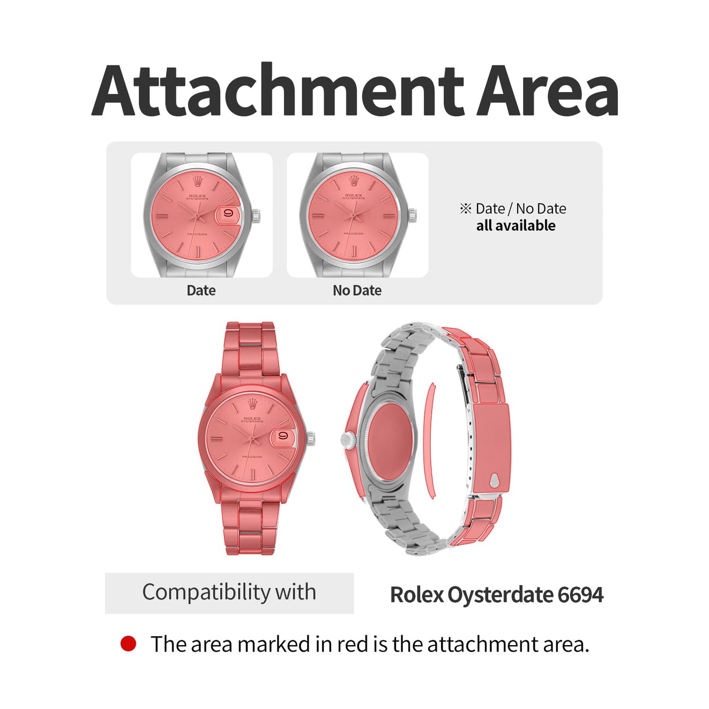 skoko [Full Package TPU Skin Body Protective Film Compatible with Rolex Oyster Date Ref. 6694, Vintage Wristwatch, Glossy Clear Skin, Full Coverage, Anti Scartch, Easy installation