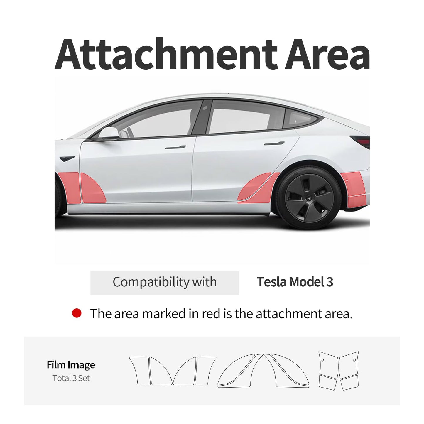 Skoko (6pcs - 1 set ) Tesla Model 3 Front & Real Fender Full Set Clear Paint Protection Film PPF , Mud & Stone & Rock Chips Guard , Wrap , Scratches, and Salt Damage