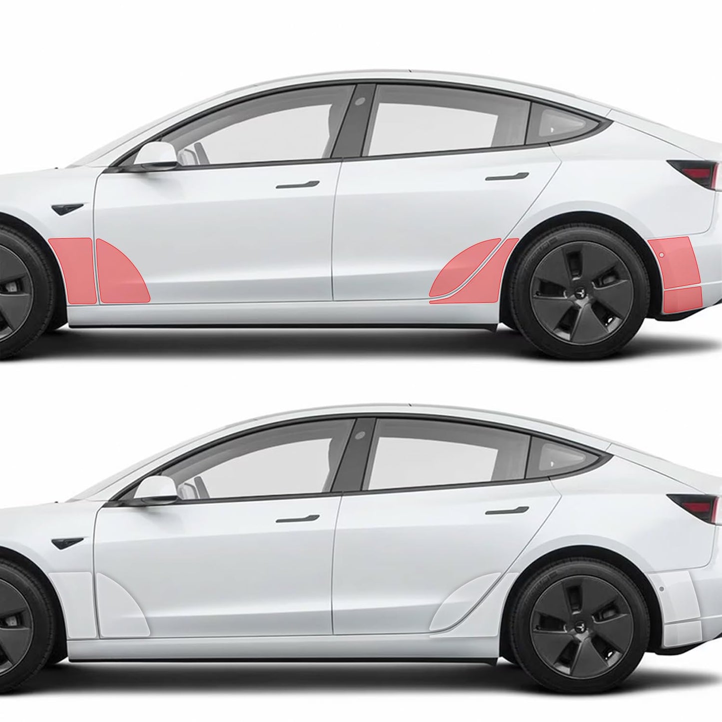 Skoko (6pcs - 1 set ) Tesla Model 3 Front & Real Fender Full Set Clear Paint Protection Film PPF , Mud & Stone & Rock Chips Guard , Wrap , Scratches, and Salt Damage