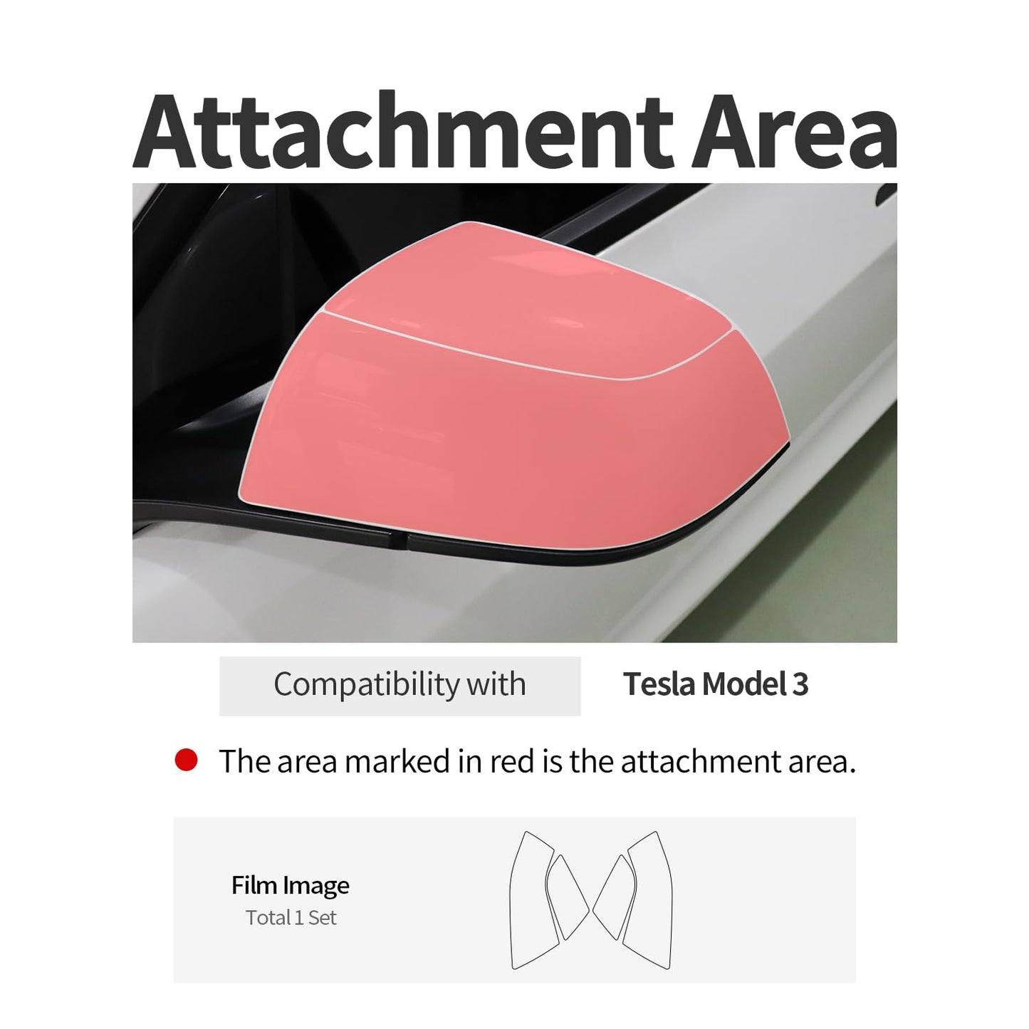 skoko (1Set) Side Mirror Set Clear Protective Film PPF Compatible with Tesla Model 3, Anti-Scractch, Premium PPF, Wrap