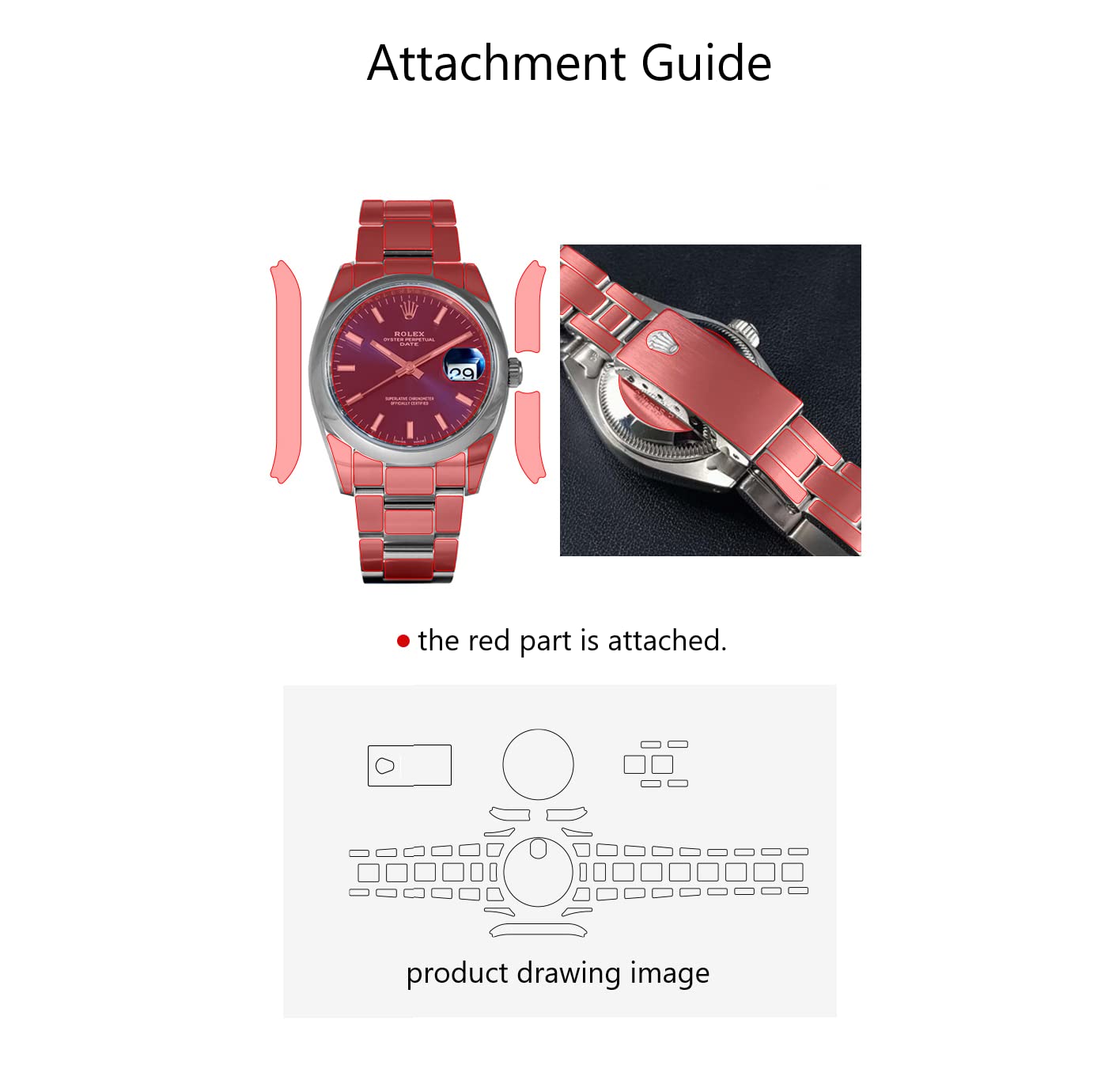 skoko 2 Pack Full Body Protective Film Compatible with Rolex Oyster Perpetual Date 34mm , Glossy Clear Skin, Full Coverage, Anti Scartch, Easy installation