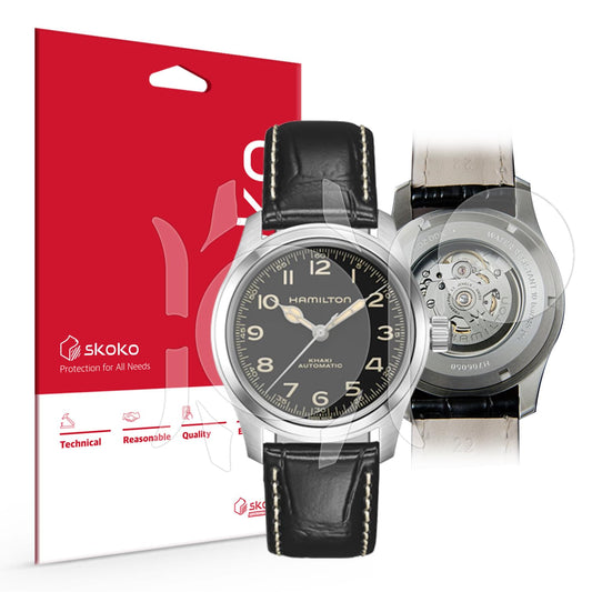 skoko ( Full Set in 1 Pack )  Full Body Protective Film Compatible with Hamilton Khaki Field Murph 38MM Clear Skin, Full Coverage, Anti Scartch, Easy installation , Clear TPU