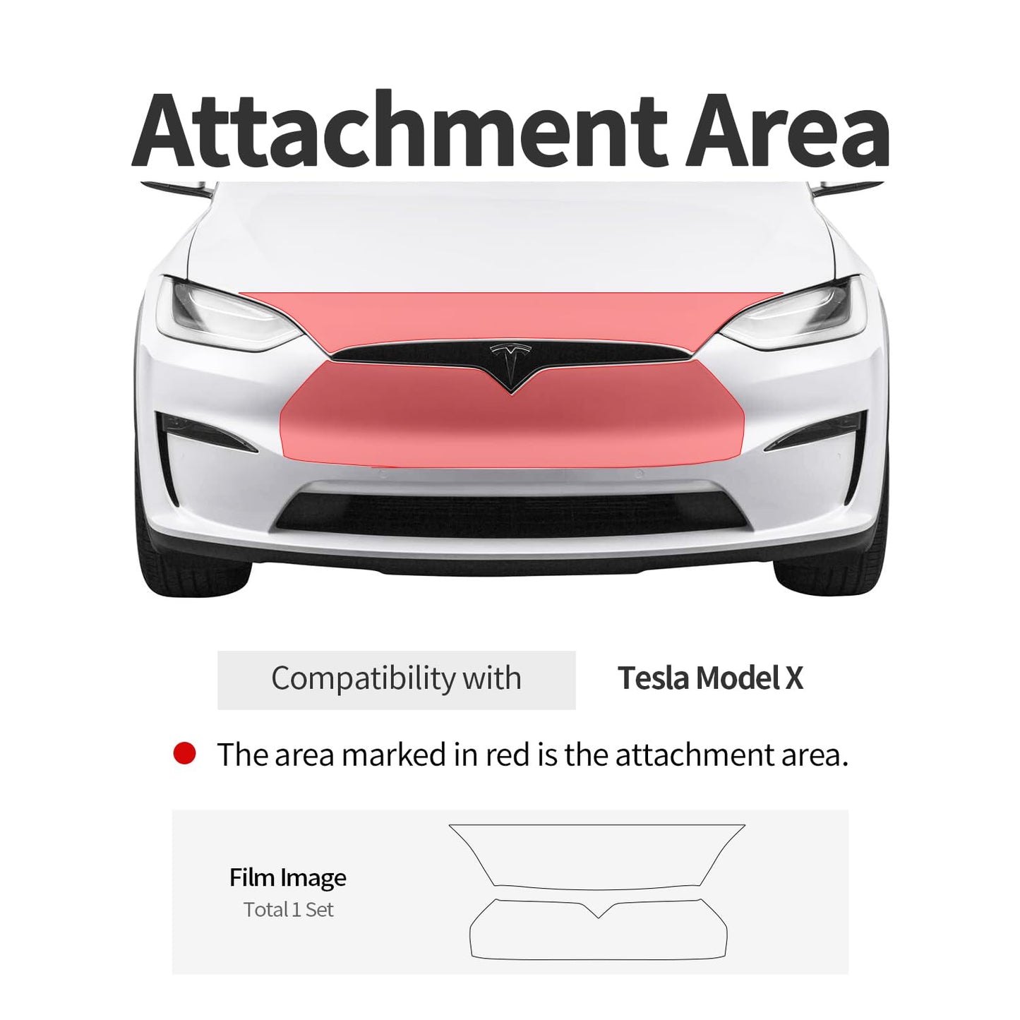 Skoko Tesla Model X 2021 - 2023 Front Bumper & Front Bonnet (hood) PPF Protective Film , Clear , Wrap , Guard