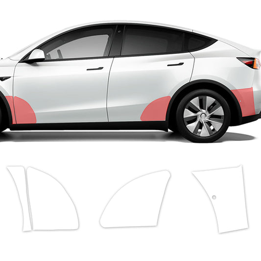 Skoko (6pcs - 1 set ) Tesla Model Y Front & Real Fender Full Set Clear Paint Protection Film PPF , Mud & Stone & Rock Chips Guard , Wrap , Scratches, and Salt Damage (6pcs - 1set )