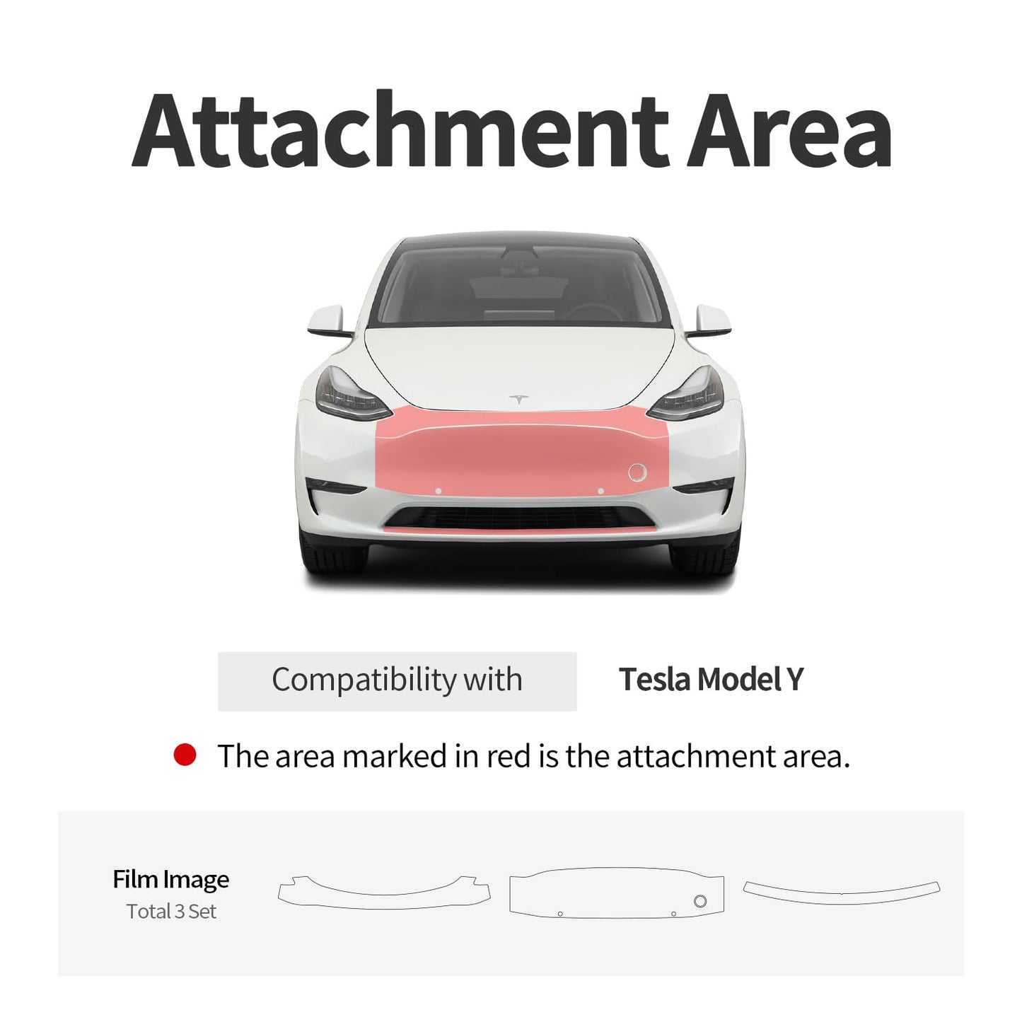 Front Bumper & Front Bumper Upper Set Compatible with Tesla Model Y Clear Protective Film PPF (Model Y before 2023 (Parking Sensors Cutting))