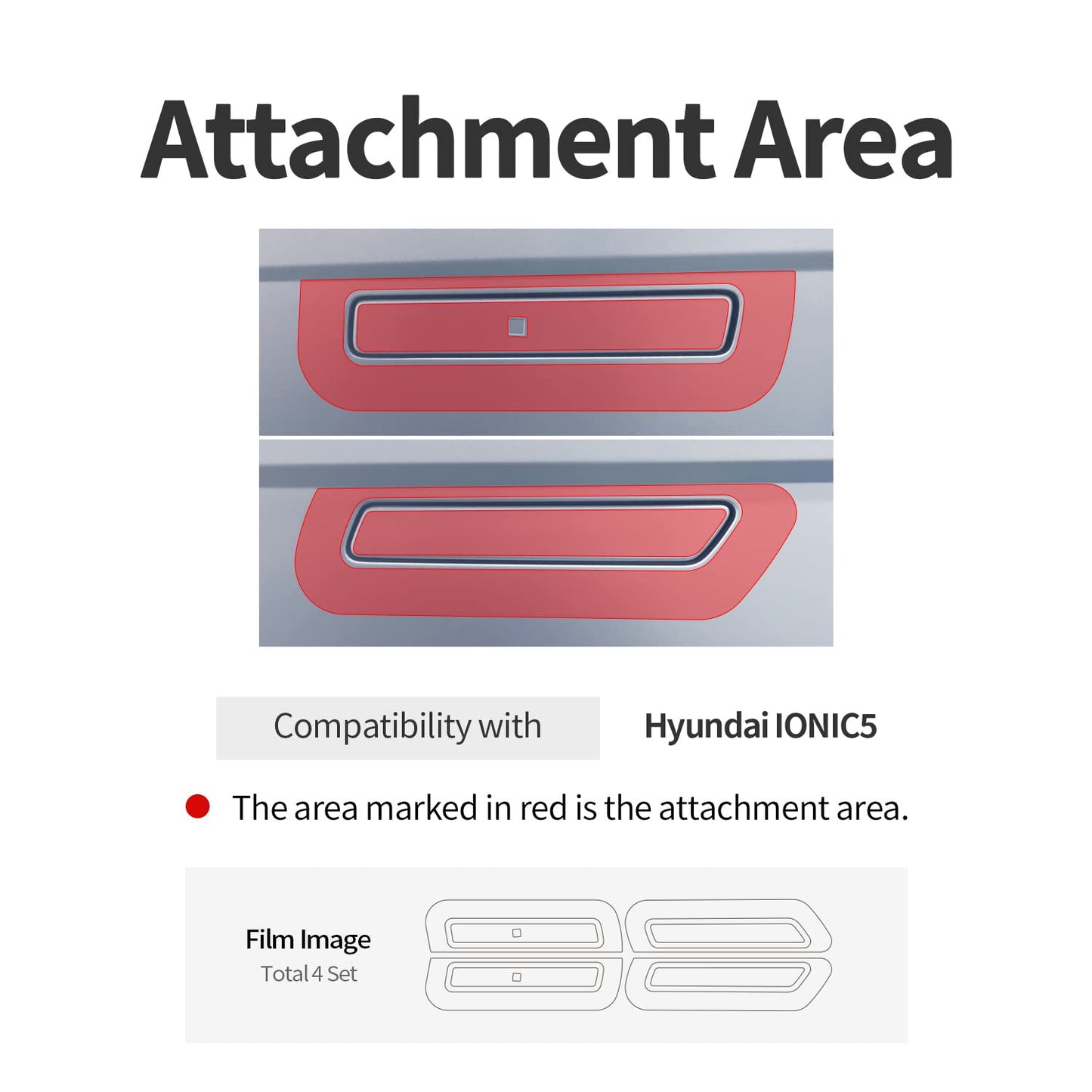 (4pcs in 1set) skoko Door Handle & Door Handle Around Scratch Guard Protector PPF Compatible with Ioniq 5 Hyundai, Sticker, Wrap ( Matte )