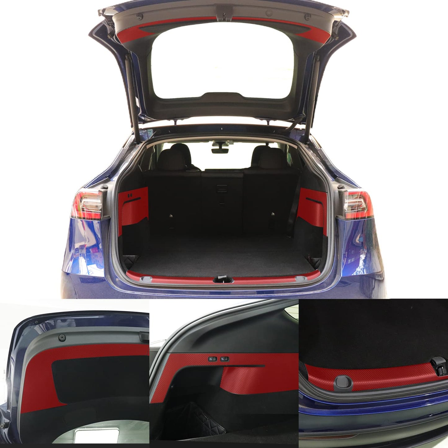 ( 6pcs in 1 Set ) Tesla Model Y Top Inside Trunk & Trunk Sill & Rear Inside Trunk Door Protection Skin Film , Wrap , Scratches , Sticker