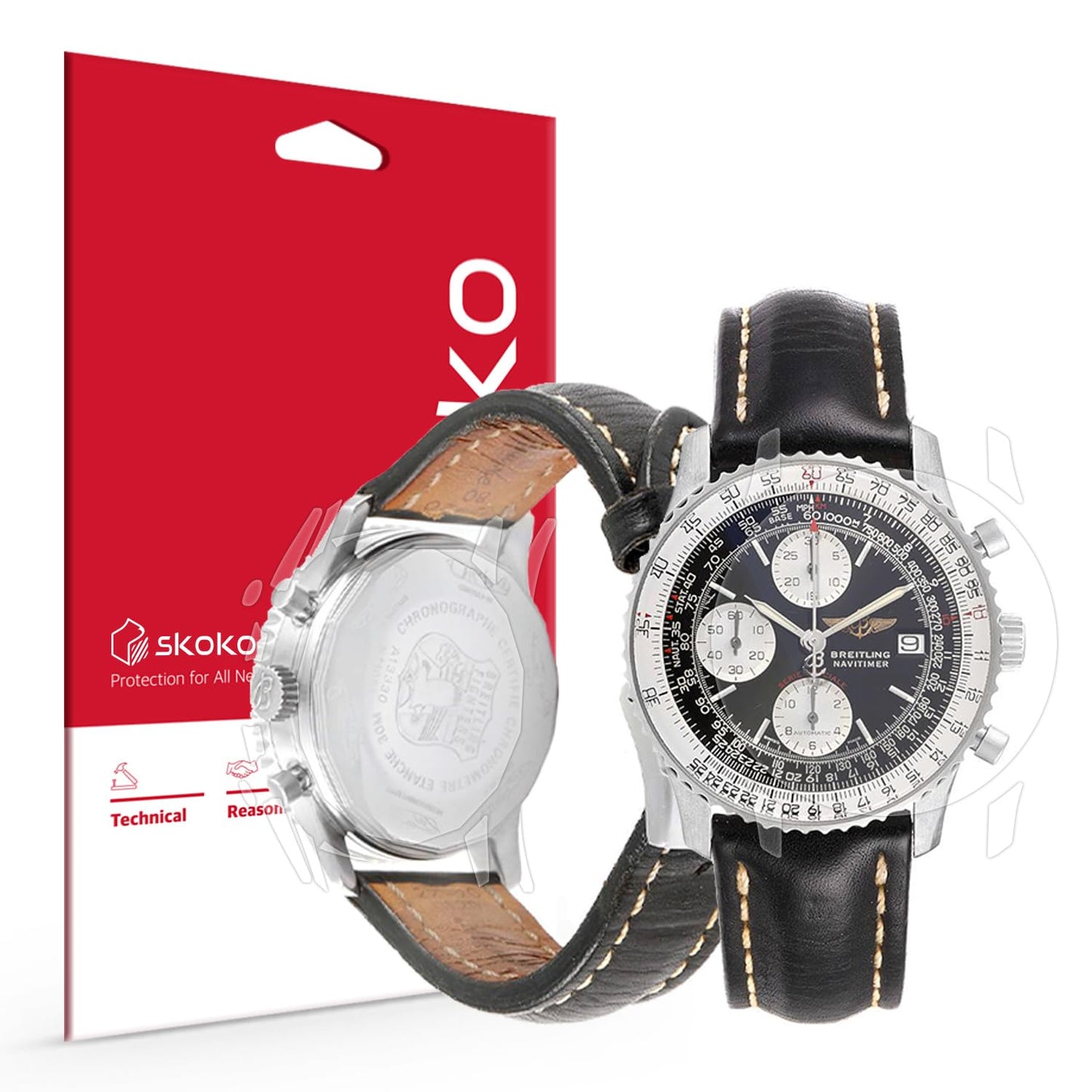 skoko 1 Pack Full Set Full Body Protective Film Compatible with Breitling Glossy Clear Skin, TPU , Anti Scartch, Easy installation