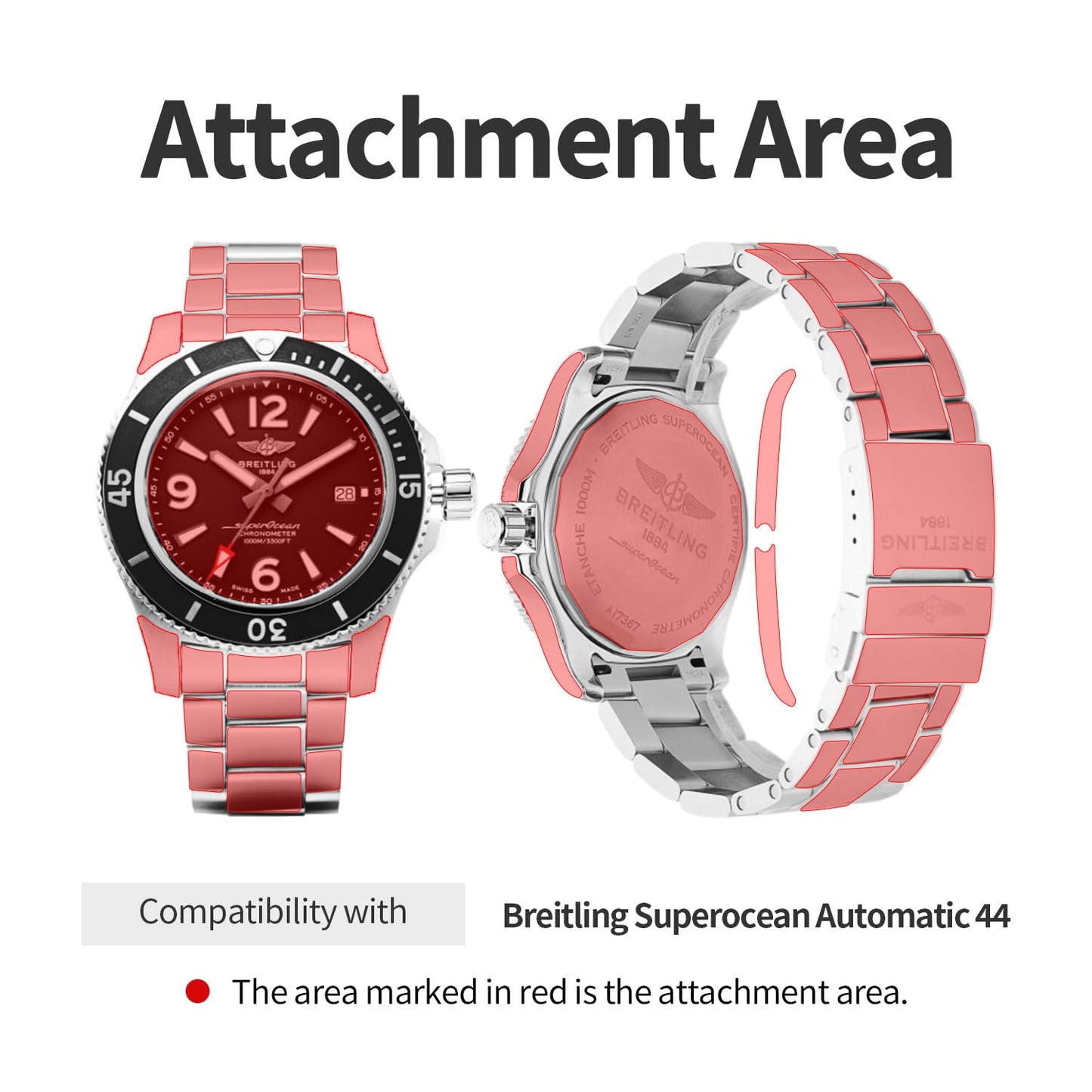 skoko [1Pack Full Set Full Body Protection Film Compatible with Breitling Superocean Automatic 44mm Glossy Clear Skin, Full Coverage, Anti Scartch, Easy installation