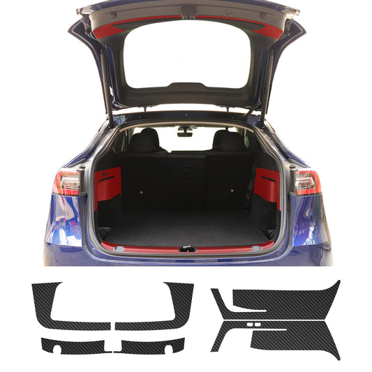 ( 6pcs in 1 Set ) Tesla Model Y Top Inside Trunk & Trunk Sill & Rear Inside Trunk Door Protection Skin Film , Wrap , Scratches , Sticker