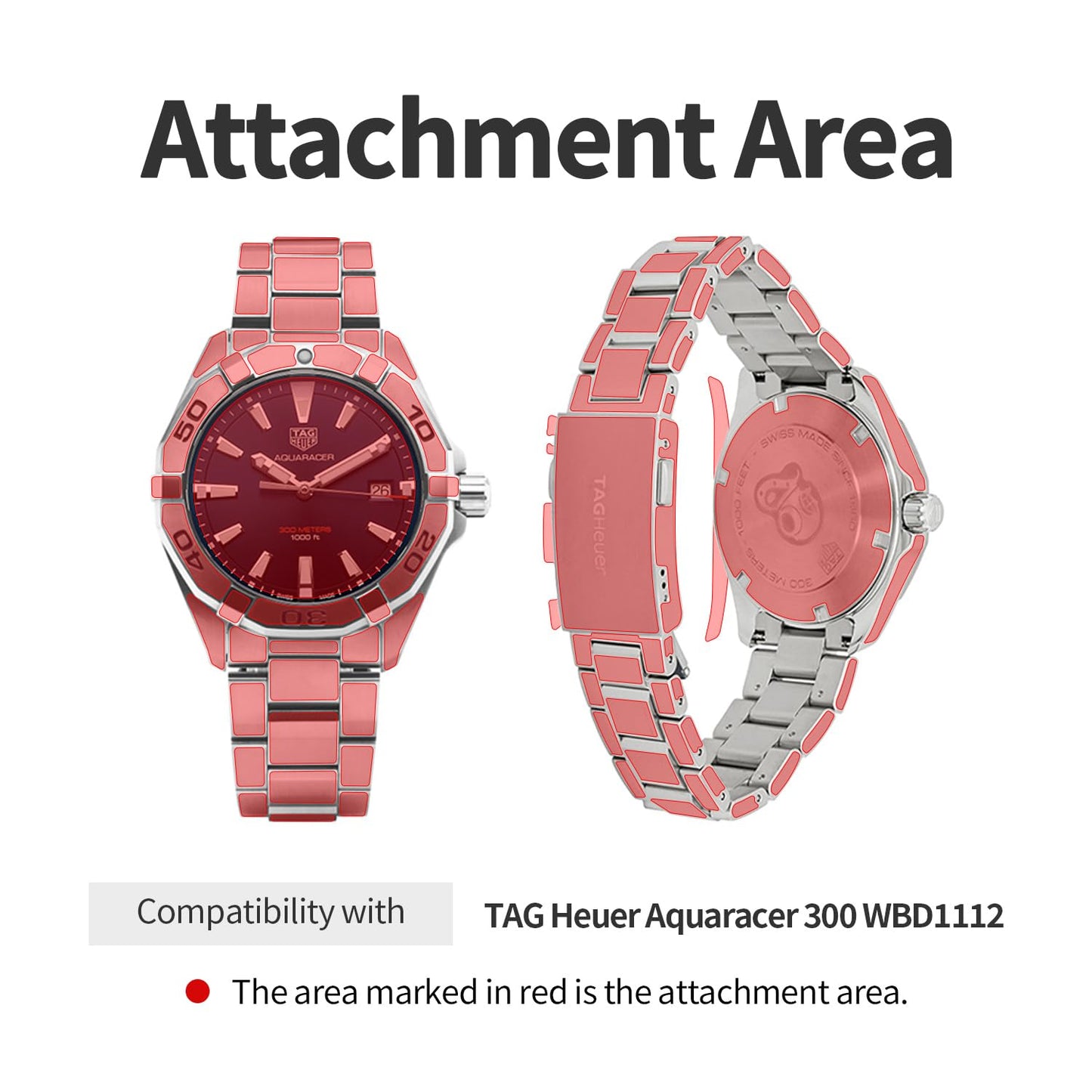 skoko ( Full Set in 1 Pack ) Full Body Protective Film Compatible with Tag Heuer Aquaracer 300m WBD1112 Clear Skin, Full Coverage, Anti Scartch, Easy installation , Clear TPU
