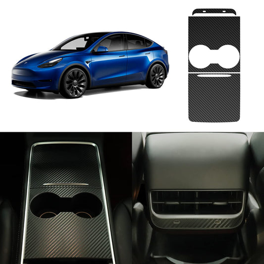 Tesla Model Y Model 3 Center Console Wrap Cover Matte Black Carbon, New Center Console, Stickers, Cover