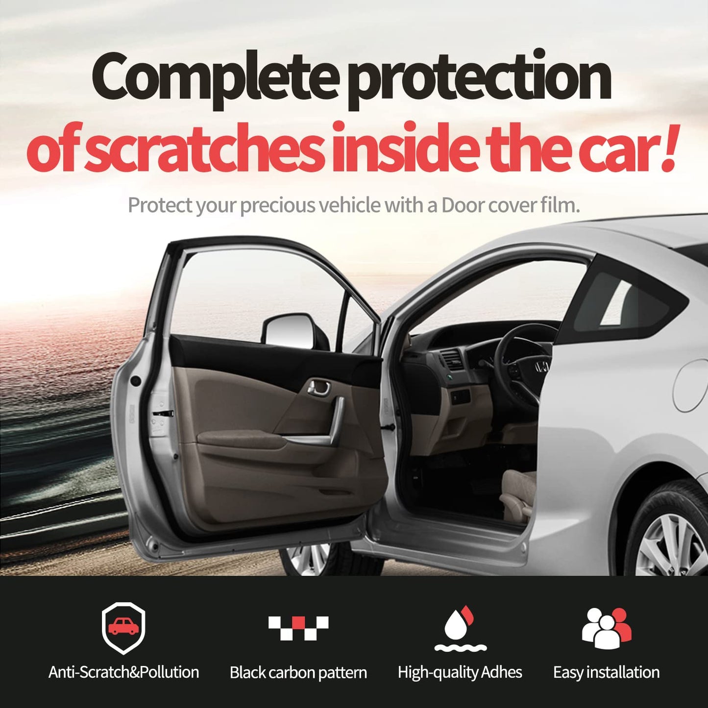 ( 6pcs in 1 Set ) Tesla Model Y Top Inside Trunk & Trunk Sill & Rear Inside Trunk Door Protection Skin Film , Wrap , Scratches , Sticker