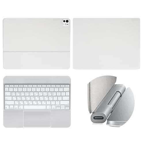 [3in1 Full Set] Top & Bottom Matte White Skin Cover & Palm Rest Transparent / Hinge Matte Ultra Thin Skin  ipad Magic Keyboard  Cover Film for iPad Pro 13 M4 (2024)