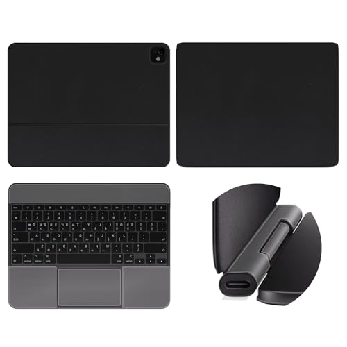 [3in1 Full Set] Top & Bottom Matte Black Skin & Palm Rest / Hinge Transparent Matte Ultra Thin Skin Cover Film for ipad Pro 11 M4 2024 Magic Keyboard