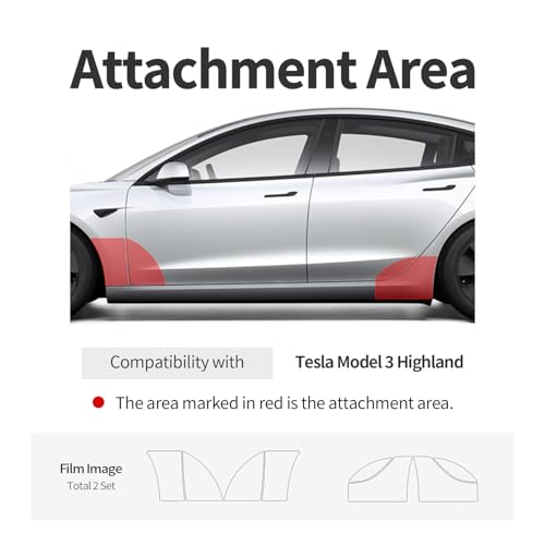 Tesla Model 3 Highland 2024 Front & Rear Fender Set 4pcs in 1set PPF Clear Paint Protection Film , Mud & Stone & Rock Chips Guard , Wrap , Scratches, and Salt Damage