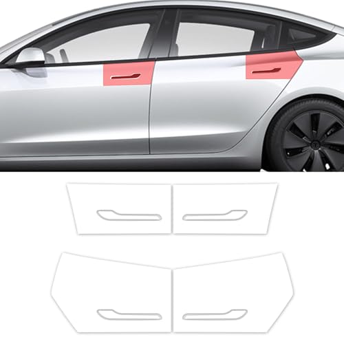 ( 1Set - 4 pcs ) skoko Tesla Model 3 Highland 2024 Door Handle & Door Handle Around & Door Closing part Scratch Guard Film , PPF , Sticker , Wrap