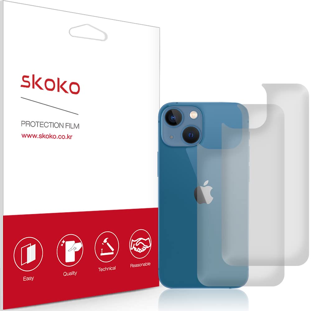 skoko [2 Pack] Back screen Protector film for iPhone 13 mini, Super Clear skin, Likes Screen Protector TPU