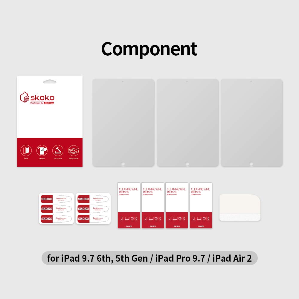 skoko [3 Pack] Anti-Glare Screen Protector Compatible with iPad 9.7 6 7 8 Gen 2018, Anti-Glare Matte, Anti Fingerprints, Easy Installation, Soft Feeling