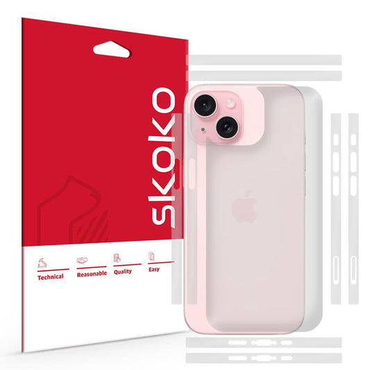 skoko [2 Pack] Back Protector Compatible with iPhone 15, Matte skin, Bubble Free, Seems Likes Screen Protector TPU Matte Skin Film Cover