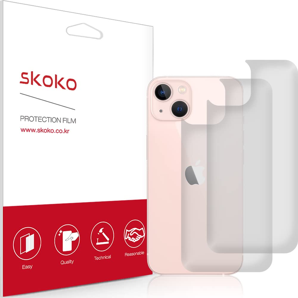 skoko [2 Pack] Max Coverage Back screen Protector film Compatible with iPhone 13, Super Clear skin, Best Fit, Easy Installation, Removable Adhesive