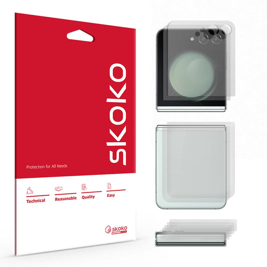 skoko ( 3 sets 11pcs ) Anti Glare Screen Full Screen Protector (2pcs) & Matte Back Cover (2pcs) & Hinge Protection (5pcs) Compatible with Glaxy Z Flip 5