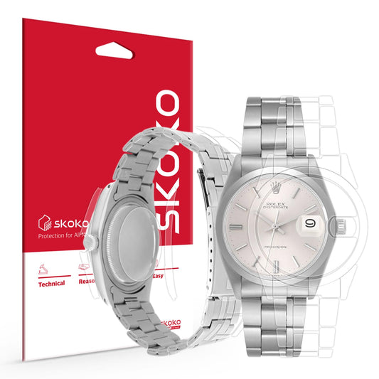 skoko [Full Package TPU Skin Body Protective Film Compatible with Rolex Oyster Date Ref. 6694, Vintage Wristwatch, Glossy Clear Skin, Full Coverage, Anti Scartch, Easy installation