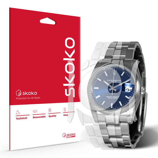 skoko 2 Pack Full Body Protective Film Compatible with Rolex Oyster Perpetual Date 34mm , Glossy Clear Skin, Full Coverage, Anti Scartch, Easy installation