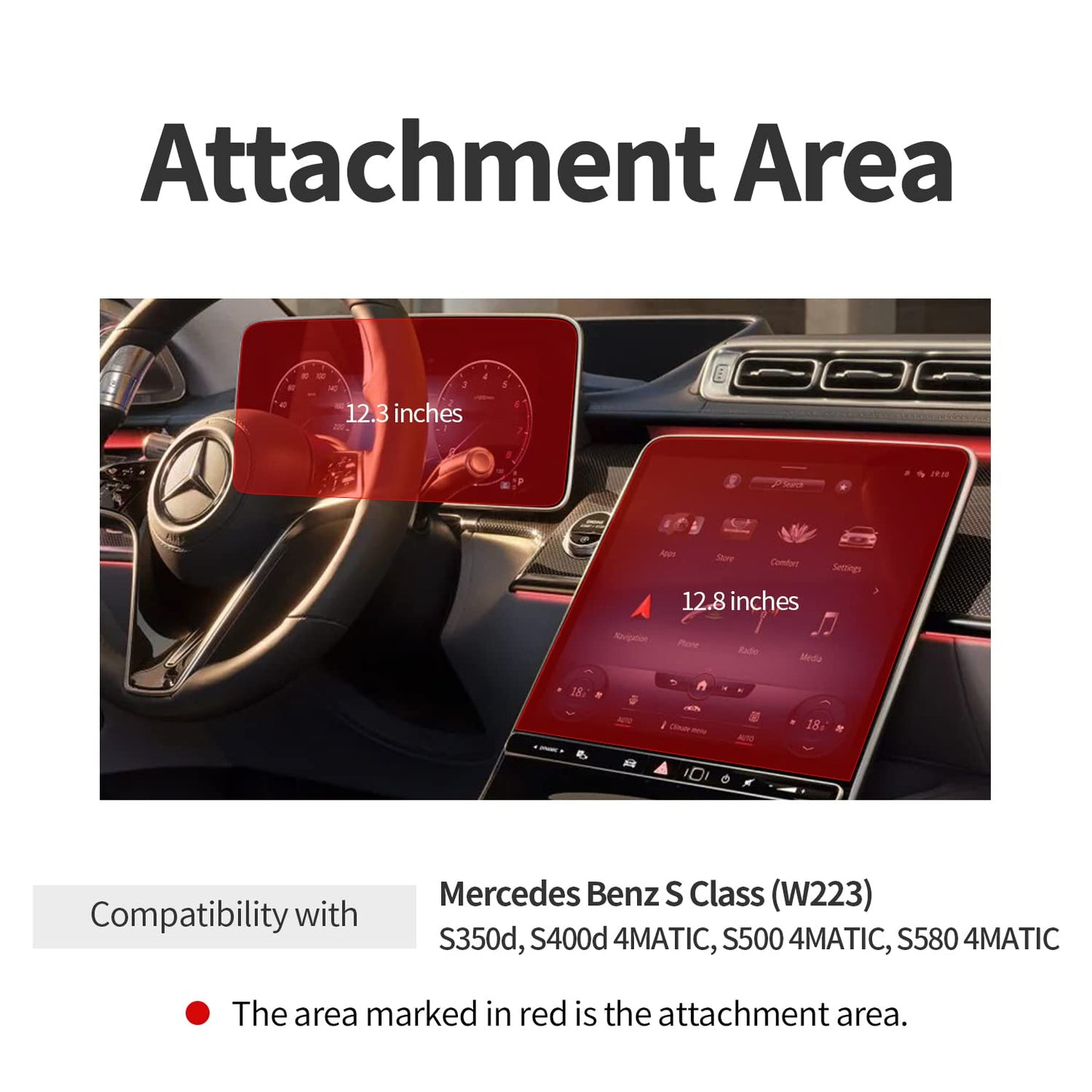 skoko [2+2 Pack] Anti-Glare Center Screen Protector Compatible with Mercedes Benz S Class w223, S350d, S300d, S500, S580,  Anti-Glare Matte, Anti Fingerprints, Soft Feeling