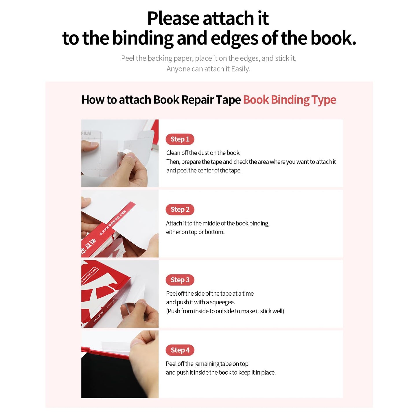 skoko [ 100pcs in 1 Book Repair Tape for Book Back Side, BookGuard, Presents Attachment Tools, Easy Attachment