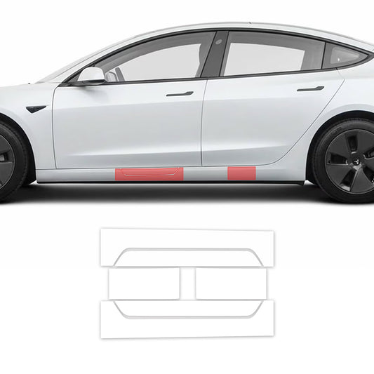 ( 4pcs in 1 Set ) Tesla Model 3 Door Sill & Door Step Scope PPF Film , Wrap , Scratches , Paint Prototection Film
