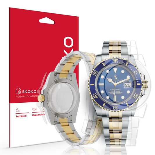 skoko [2 Pack] Full Body Protective Film Compatible with Rolex Submariner 40mm (1.57 inch ) , Glossy Clear Skin, Full Coverage, Anti Scratch , Easy installation