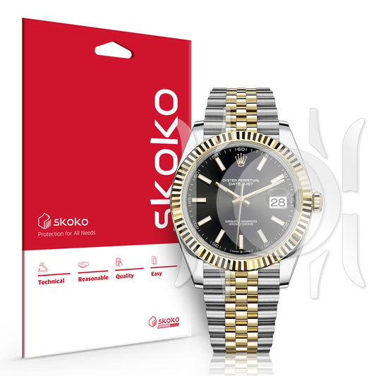 skoko 2 Pack Full Body Protective Film Compatible with Rolex Oyster Perpetual Perpetual Datejust 41mm , Glossy Clear Skin, Full Coverage, Anti Scartch, Easy installation