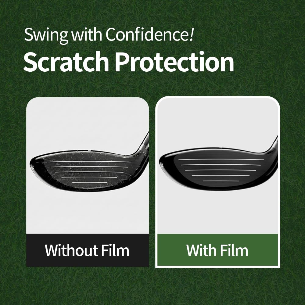 Driver crown with and without the scratch protection film