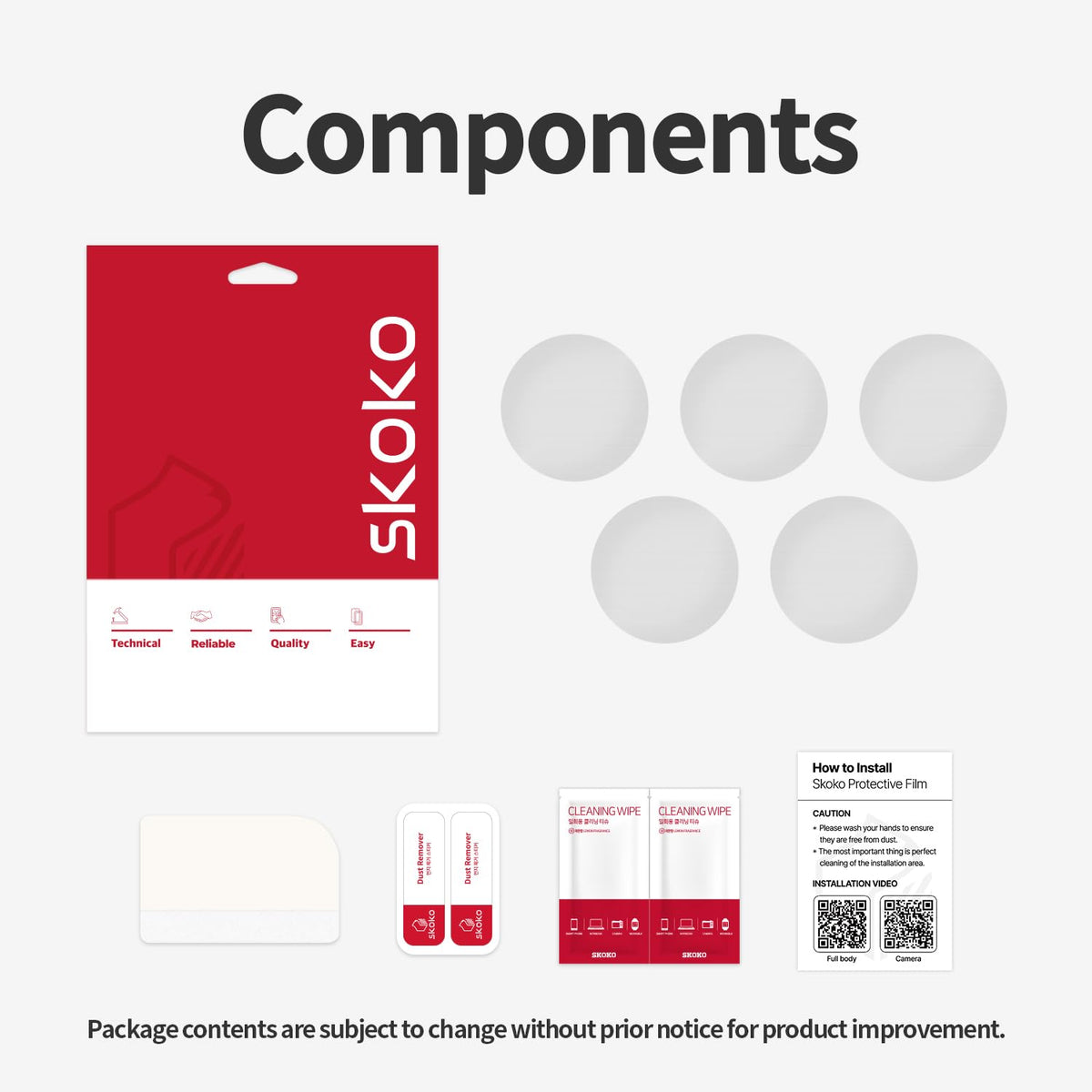Package contents: 5 back sensor films and application kit