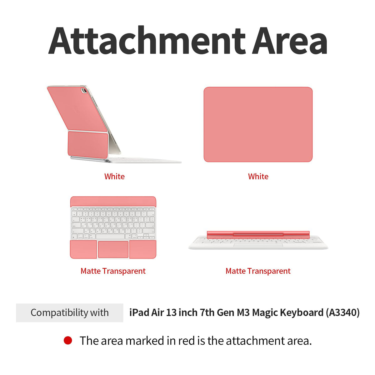 Attachment areas on the iPad Air 13 Magic Keyboard