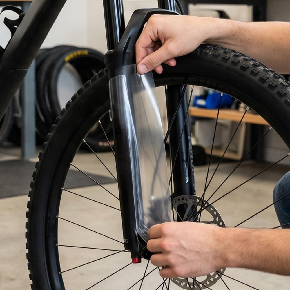 Protection film applied on the bicycle fork