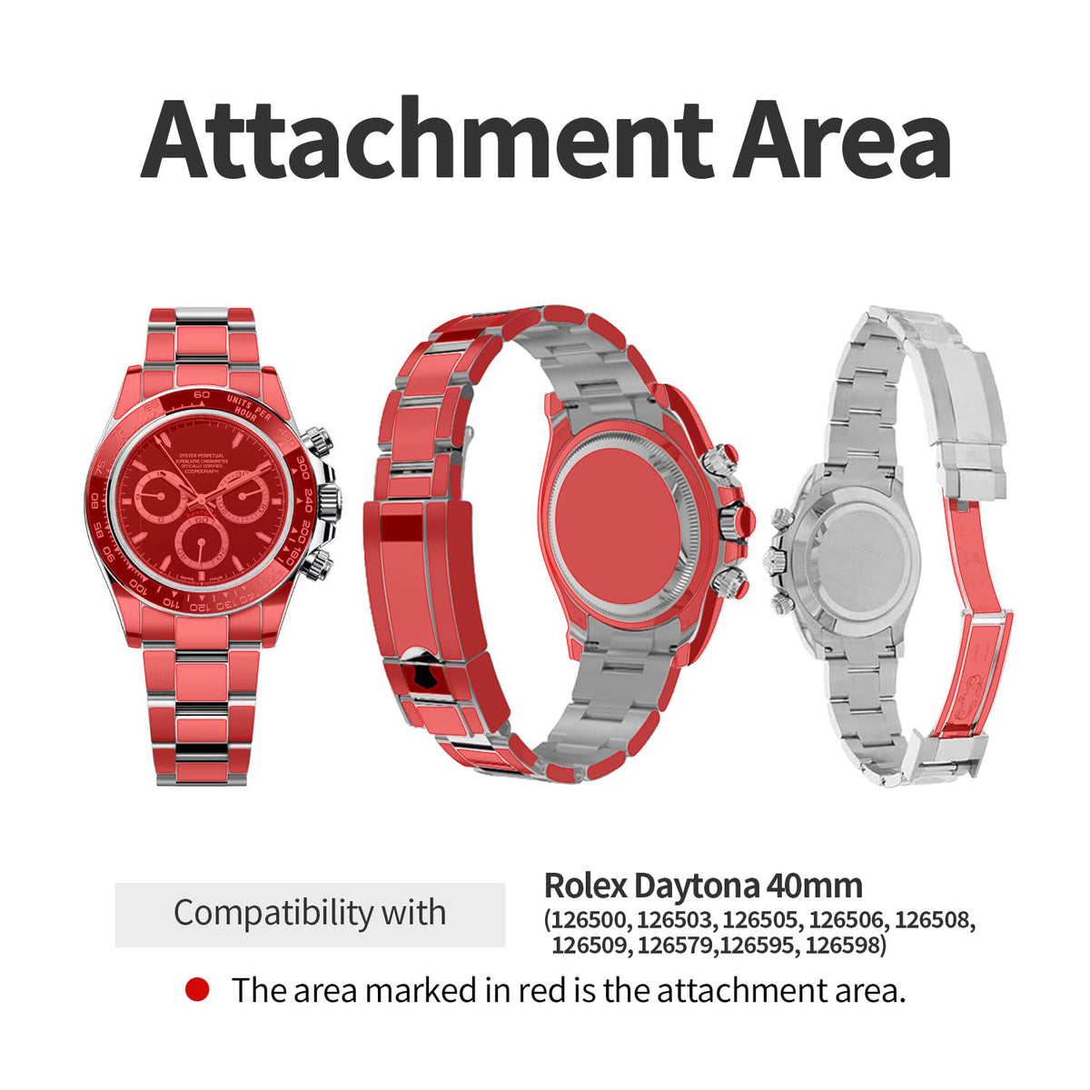 Attachment areas on Rolex Daytona 40mm Ref. 116500