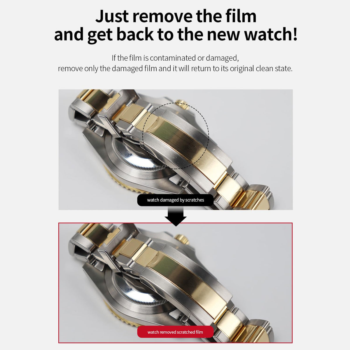 Remove the film to bring back the new-watch look