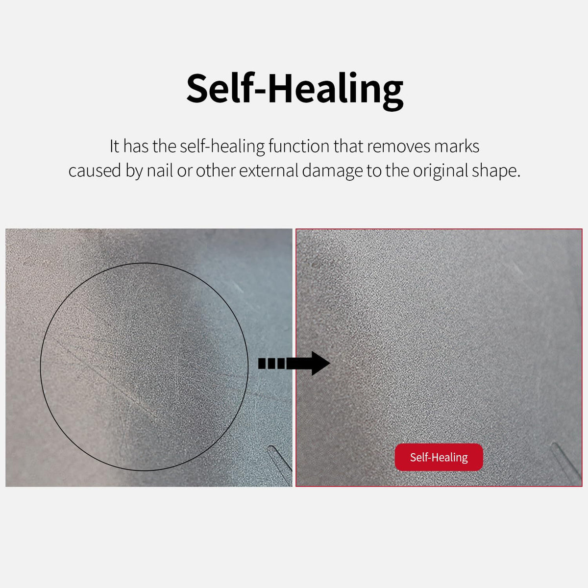 Self-healing film surface